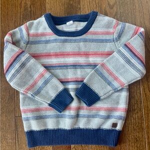Janie and Jack Navy and Red Striped Crewneck Sweater